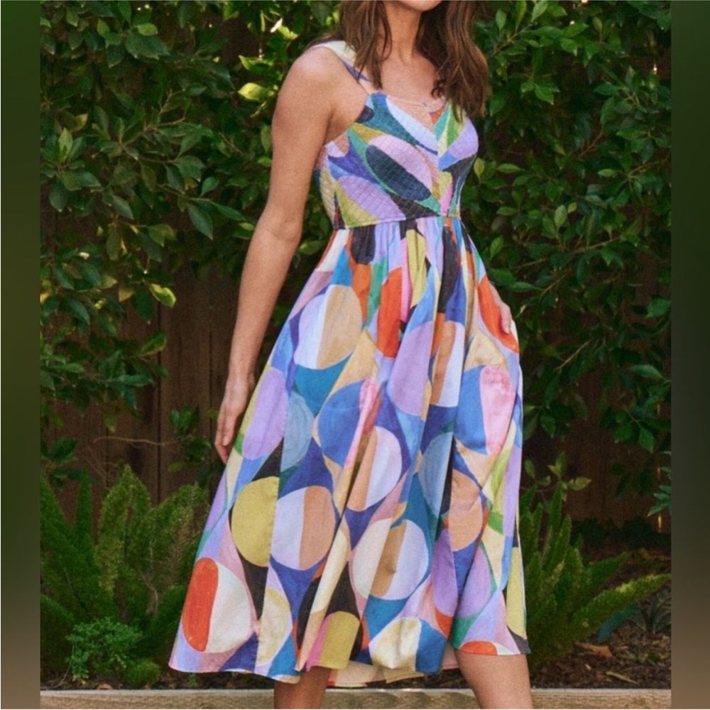 NIC+ZOE Multicolor Geometric Midi Dress in Purple, Blue, Yellow, Pink, Orange